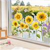 dellyy Adesivi per Finestre Primavera Fiori, Vetrofanie Floreali Bifacciali, Decorazioni Primavera per Soggiorno Cameretta Bambini Balcone Porta in Vetro (Girasole)