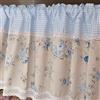 A.Monamour Tenda Corta per Finestra Piccola Rustico Cotone Blu Bianco A Scacchi Quadri Quadretti Vintage Floreale Pizzo Bianco Tenda a Pannello a Vetro da Cucina Bistrot Caffè Mezza Mantovana Tendina