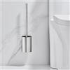 ASKLUND Scopino per WC, Scovolino Bagno con Portascopino in Acciaio Inox Comprese 2 Testine, Montaggio a Parete/a Terra, Argento Opaco