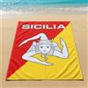 Viterbo Biancheria Telo Mare Spiaggia Stampato Panarea Sicilia Trinacria Floklore Souvenir Idea Regalo in 100% Cotone 90x170Cm (Trinacria)