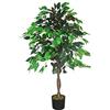 Decovego Fico Ficus Benjamin Pianta Albro Artificiale Plastica con Legno Naturale 110cm