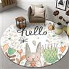 Highdi Tappeto Rotondo Salotto, Pianeta Animale Stampa Morbido Moderno Tappetini Antiscivolo Tappeto per Bambini Cameretta Cucina Casa Zona Balcone Tappet Tavolino (100cm,Ape Coniglio)