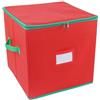 Highdi Scatola Portaoggetti per Decorazioni Natalizie, Valigia Porta Palline di Natale con 64 Scomparti Contenitore per Palline di Natale Pieghevole con Divisori (33x33x33cm,Rosso)