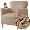 Highdi Copripoltrona Elasticizzato, Velluto Club Poltrona Copridivano 1 Posto con Braccioli, Cocktail Universale Morbido Fodera per Poltrona, Imovibile Lavabile per Hotel Salotto (Cammello)