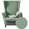 Highdi 2-Pezzi Copripoltrona con Orecchie Elasticizzato, Piante Jacquard Tinta Unita Addensare Strandmon Copridivano da 1 Posto con Fodera per Cuscino, Lavabile, per Soggiorno Camera (Verde Matcha)