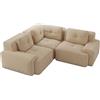 Luscriate Comodo divano angolare con schienale alto, divano modulare combinabile in velluto a coste per soggiorno e ufficio, divano profondo, senza montaggio, beige, 3 posti (beige, E-3 posti)