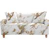 Highdi 3D Copridivano di Marmo Stampa, Copridivano Elasticizzato 1/2/3/4 Posti, Universale Fodere Copridivani, Copridivani con Braccioli, Antiscivolo Sofa Protettore (Oro Bianco,1 posti)