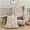 Highdi 2-Pezzi Copripoltrona con Orecchie Elasticizzato, Elegante Fiori Copridivano da 1 Posto Strandmon con Fodera per Cuscino, per Bar Soggiorno Camera da Letto Reception (Cammello)