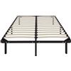 HOMCOM Struttura Letto Matrimoniale 140x190 cm a 28 Doghe, Rete Matrimoniale in Legno con Struttura in Acciaio e Spazio Contenitore Inferiore, per Camera da Letto, Montaggio Facile, Altezza 31cm, Nero