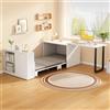 Coolywood Scrivania 2 in 1 e letto pieghevole, materasso spesso 4 cm, bianco