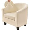 Highdi Copripoltrona 1 Posto Chesterfield Elasticizzato 2 Pezzi Tinta Unita Fodere Poltrona da Cocktail Antiscivolo con Coprisedile per Bar Soggiorno Camera da Letto Club (Beige)