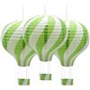 Ruidee 3 Pezzi Lanterna di Carta Mongolfiera 12 inch Lanterna da Appendere Stripe Set per Festa, Party, Casa, Matrimonio (Green)