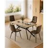 LEWE Tavolo da pranzo in legno chiaro con 4 Marrone Sedie in Velluto | Tavolo Rettangolare da 140 x 80 cm, Gambe Sedie e Tavolo in Metallo, Ergonomico, Ideale per Sala da Pranzo Cucina Soggiorno