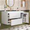 Easexcy 91 × 46,5 × 50,5 cm Armadietto per lavabo a parete, laccato di alta qualità, sensore a LED, vano portaoggetti sulla porta, due cassetti con guide silenziose, bianco (bianco, 91 × 46,5 × 50,5 cm)