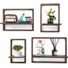 PHOENANCEE MITREL Set di 4 Mensole Sospese in Legno, Mensola Sospesa per Contenitore a parete, Libreria Quadrata, Mensole Espositive per Camera da Letto, Soggiorno, Noce Scuro