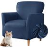 Highdi Copripoltrona 1 Posto con Braccioli in Velluto Copridivano Elasticizzato Fodere per Poltrona da Cocktail Antiscivolo Antimacchia per Bar Soggiorno Camera da Letto Club (Blu Navy)