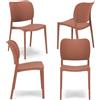REDÒKASA Set 4 sedie in polipropilene MADE IN ITALY ORBITA, impilabile, resistente ai raggi UV, design moderno, ideale per sala da pranzo, cucina, sala d'attesa, bar, ristoranti o giardino (4, Terracotta)