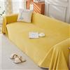 Highdi Telo Copridivano, Motivo a Spina di pPesce Copri Divano in Ciniglia con Frange Decorative, Copridivano AntiGraffio Gatto Protezione per Mobili e Divano (180x460cm,Giallo)