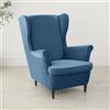 Highdi 2 Pezzi Velluto Copripoltrona con Orecchie e Copri Pouf Elasticizzato, Copridivano da 1 Posto con Fodera per Cuscino, Lavabile Rimovibile (78-85 cm (Copripoltrona con Orecchie),Blu Reale)