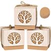 Ulikey 50pz Scatole Battesimo, Albero della Vita Scatoline Bomboniere Portaconfetti in Carta Kraft, con Etichette e Corda di Canapa, per Comunione Battesimo Matrimonio Laurea Nascita Cresima (Rotondo)