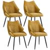 Ya-Home Set di 4 Sedie da Pranzo in Tessuto con Gambe in Metallo, Giallo