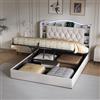 HYTKKBD Letto Imbottito 160 × 190 con LED USB, Letto Matrimoniale Contenitore 160 × 190 con Funzione di Ricarica, Letto Contenitore Imbottito con Stoccaggio Testiera e Rete a Doghe, Beige Velluto