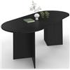 IDMarket - Tavolo da pranzo allungabile Ovale Marthe 6-10 Persone Legno Nero 160-200 cm