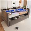 Lcoho Letto imbottito, divano letto idraulico, 90 x 190 cm, prese e molti scomparti, letto imbottito, divano letto multifunzione, letto singolo, grigio scuro