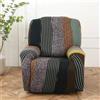 Highdi Copripoltrona Relax Reclinabile Completo 4-Pezzo Fodera per Poltrona Elasticizzato 1 Posto con Tasche, Coprisedile Poltrona Geometria Lavabile Antiscivolo Copripoltrona (Hawaii)
