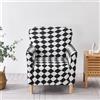 Highdi Copripoltrona Elasticizzato, Copridivano 1 Posto Moda Bianco e Nero con Braccioli per Soggiorno Cameretta Club Cocktail Fodere per Poltrona, Antimacchia, AntiGraffio (Scacchiera)