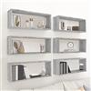 Tonture Scaffali a cubo in legno grigio sonoma, 60 x 15 x 23 cm, 6 pezzi, mensola sospesa con molto spazio per soggiorno, camera da letto, cucina, ufficio