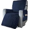 Highdi Copripoltrona Relax Reclinabile Trapuntato Impermeabile Universale Copridivano 1 Posto con Tasche Laterali e Fascia Elastica, Lavabile, Antiscivolo, Antivegetativo (Grande,Blu Navy)