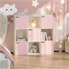 [en.casa] Scaffale per Cameretta a 9 Cubi Mobile Contenitore per Bambini con 5 Scomparti Chiusi da Ante e 4 Vani Aperti Libreria per Soggiorno Ingresso 90 x 90 x 30 cm - Bianco/Rosa