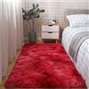 Highdi Tappeto Salotto Moderno Tintura a Nodi Tappeto Shaggy a Pelo Lungo Tappeto Camera da Letto Soffice Antiscivolo Lavabile Tappeti Moderni per Soggiorno, Camera da Letto (80x160cm,Rosso)