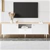 Moimhear Mobile TV, scomparti aperti, cassetti, superficie strutturale verniciata, cerniere soft-close, spazio versatile, gambe in metallo dorato (bianco)