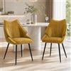 Ya-Home Set di 2 Sedie da Pranzo in Tessuto con Gambe in Metallo, Giallo