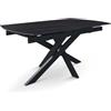 PAZZO DESIGN Tavolo Allungabile Alice, Piano In Nero Sahara, Gambe Nere, Cucina, Soggiorno, Ceramica, 150 x 90 x h75 cm - id_2303