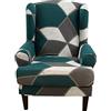Highdi 2 Pezzi Copripoltrona con Orecchie Elasticizzato, Copridivano da 1 Posto con Fodera per Cuscino, Lavabile Rimovibile per Bar Soggiorno Camera da Letto Reception (Verde Scuro)