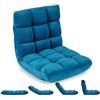RELAX4LIFE Sedia da Terra Imbottita, Poltrona Pieghevole, Schienale Regolabile a 14 Livelli, Cuscino da Pavimento con Fodera in Peluche e Struttura in Acciaio, per Yoga, Meditazione (Azzurro)