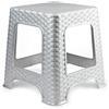 Acan Tradineur - Sgabello in plastica, realizzato in Spagna, design rattan per casa o lavoro, 33 x 32 x 32 cm, colore argento