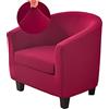 Highdi Copripoltrona 1 Posto Chesterfield Elasticizzato 2 Pezzi Tinta Unita Fodere Poltrona da Cocktail Antiscivolo con Coprisedile per Bar Soggiorno Camera da Letto Club (Rosso Bordeaux)