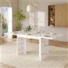 Lumivortex Tavolo da pranzo allungabile bianco, 140-180 x 80 x 75 cm, tavolo da pranzo allungabile per 4-8 persone, piano da 30 mm, effetto marmo, bianco, tavolo allungabile per sala da pranzo