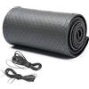FM2018XSL Coprivolante in Pelle Universale da Cucire Fai-da-te, Traspirante,Antiscivolo,Volante dell'auto con ago e filo Accessori Interni(B-Grigio,36cm)