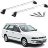 OMAC Barre portapacchi trasversali certificate TÜV per Fiat Marea Marengo 1996-2002 - Bloccabili (4 antifurto) - Carico max 100 kg - Cinghia INOX + protezione gomma argento