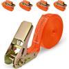 URAQT Cinghia a Cricchetto, 4 Pezzi 1000 kg 6 M Cinghie di Tensione con Cricchetto, Larghezza 25 mm, Cinghie di Fissaggio con Cricchetto, per Trasporto Merce, Bagaglio, Campeggio (Arancia)