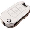 OTMIK Copri Chiavi Auto, Custodia in TPU Compatibile con Citroen C5 C3 C4 C8 Berlingo, Peugeot Partner Rifter 208 308 508 407 2008 3008 Expert (argento bianco)