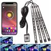 Generico SMART APP BLUETOOTH 4 STRISCE 48 LED COLORI INTERNI AUTO RGB LUCI ADESIVE STRISCIA CON USB IMPERMEABILE MICROFONO