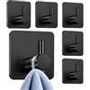 Mulbijeo Ganci Adesivi, 6 Pezzi, Accessori Bagno, Acciaio Inox Nero, Accessori Bagno Senza Forare, Extra Forte & Impermeabile E Antiruggine, Appendiabiti da Muro, Per Diversi Ambienti