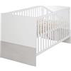 roba Julia - Culla evolutiva, 70 x 140 cm, convertibile in lettino, regolabile in altezza, 3 barre rimovibili, colore: bianco/decorazione in legno