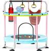GT GETCO TECH Trampolino per bambini da 152 cm, con rete di sicurezza, portata fino a 200 kg, asta da ginnastica regolabile in altezza, giocattolo per ragazzi e ragazze